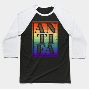 AntiFa Gay Pride Vintage Distressed Baseball T-Shirt